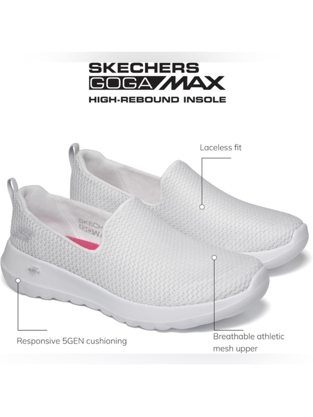 Skechers GOwalk White Slip On Sneakers Women’s 8 Memory Foam Walking Shoes